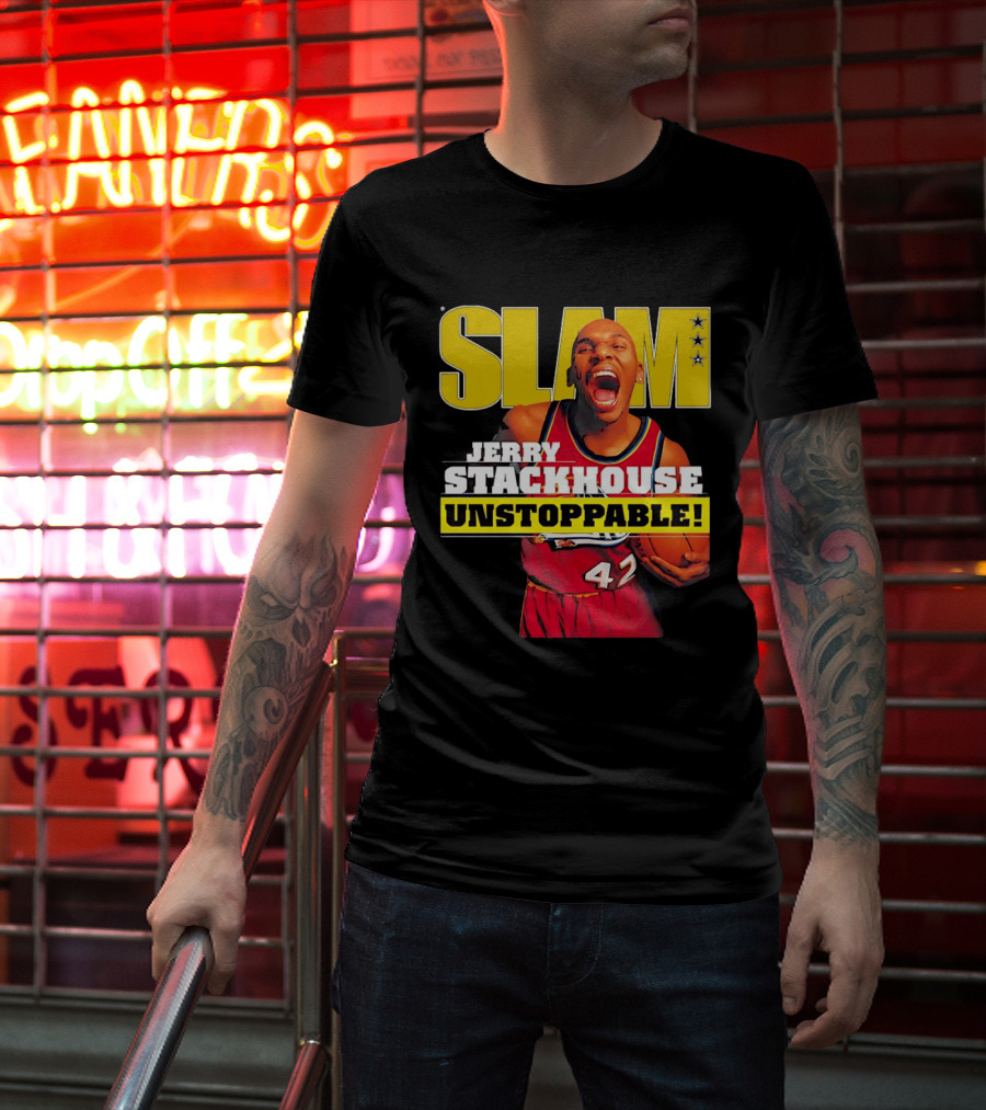 Jerry Stackhouse SLAM Unstoppable Detroit Pistons 42 Hardwood Classics Basketball T-Shirt