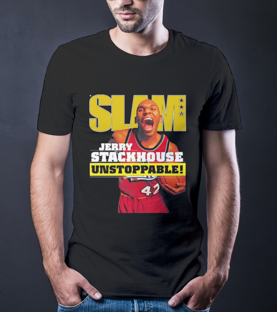 Jerry Stackhouse SLAM Unstoppable Detroit Pistons 42 Hardwood Classics Basketball T-Shirt
