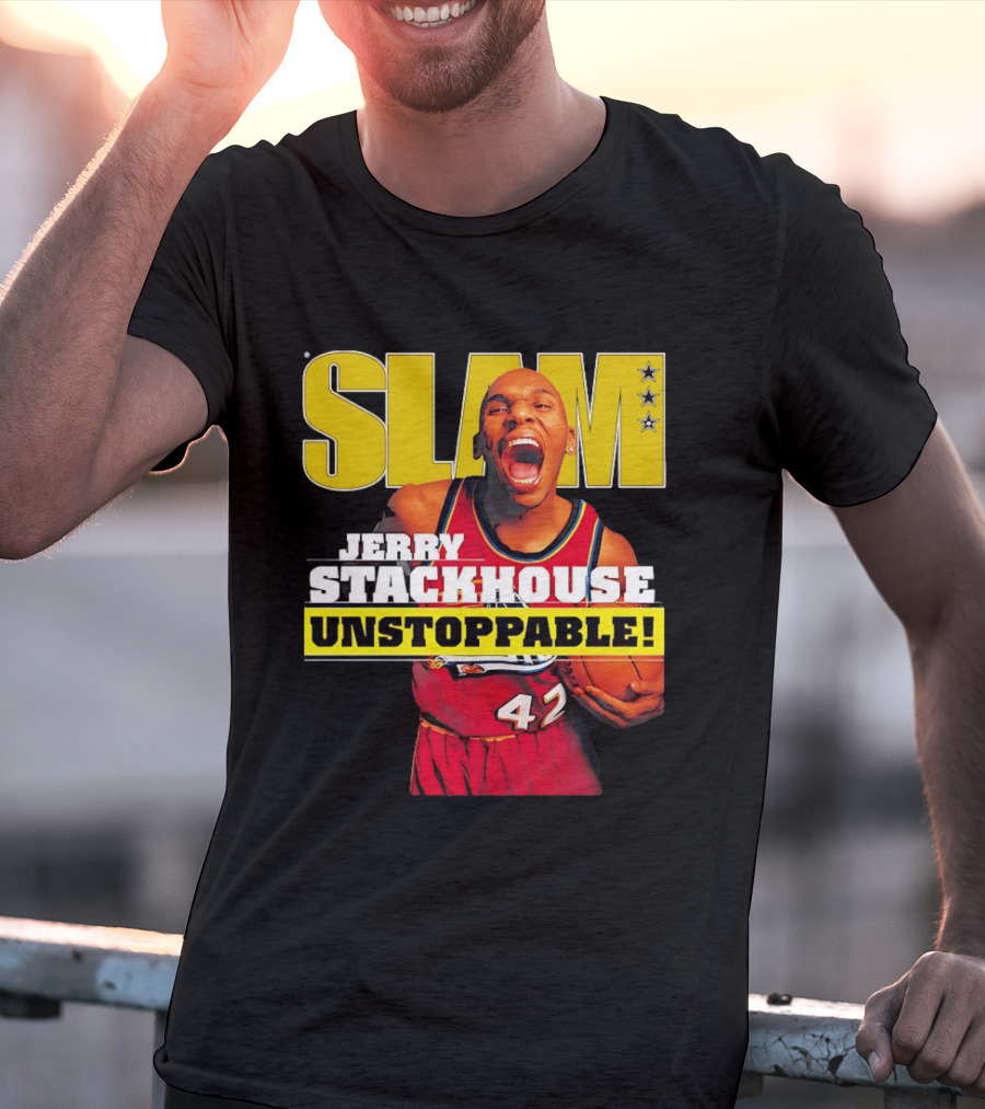 Jerry Stackhouse SLAM Unstoppable Detroit Pistons 42 Hardwood Classics Basketball T-Shirt