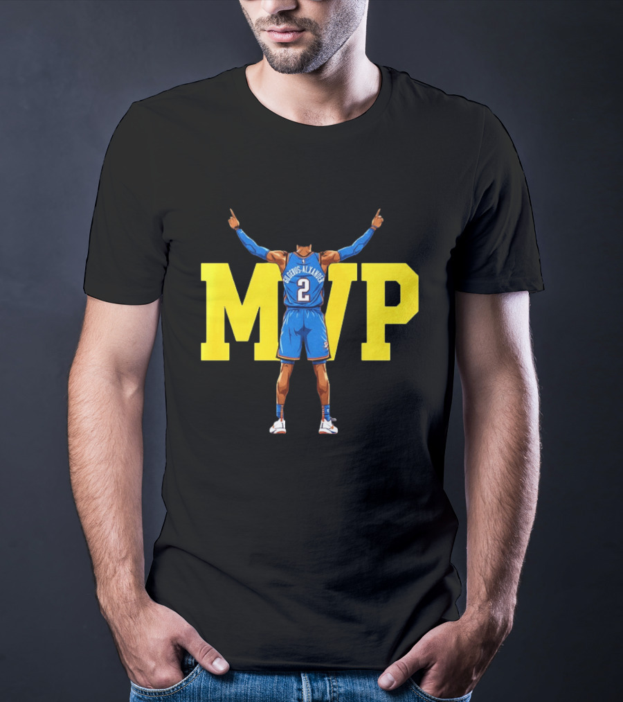MVP Back 2 Back Shai Gilgeous Alexander Oklahoma City Thunder Basketball Player Blue Jersey Number 2 T-Shirt