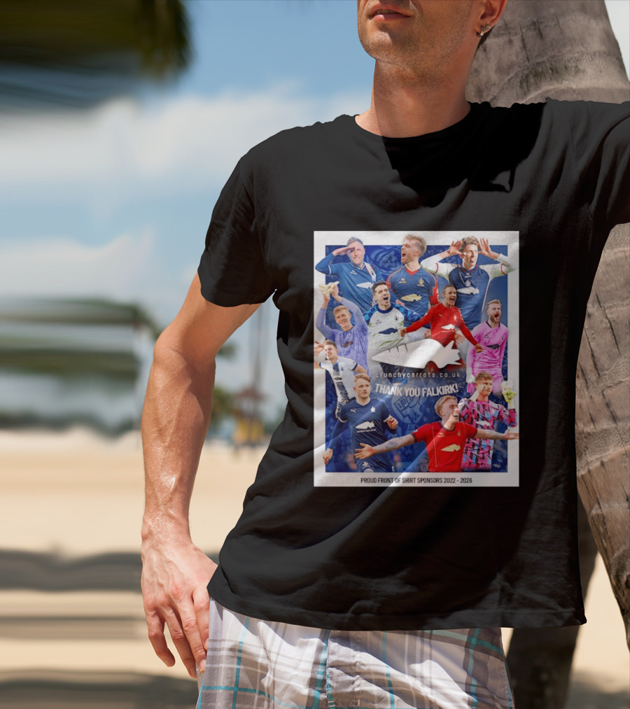 Crunchycarrots.co.uk Thank You Falkirk FC Proud Front Of Sponsors 2022 2026 T-Shirt