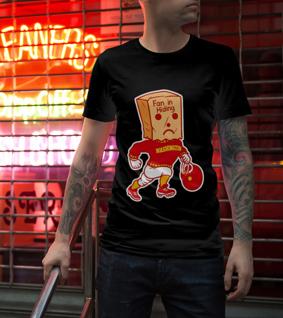 Washington Commanders Fan In Hiding Paper Bag Football Humor T-Shirt