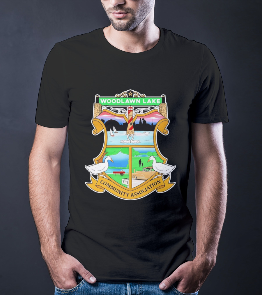 Woodlawn Lake Community Association Scenic Emblem In San Antonio Texas T-Shirt