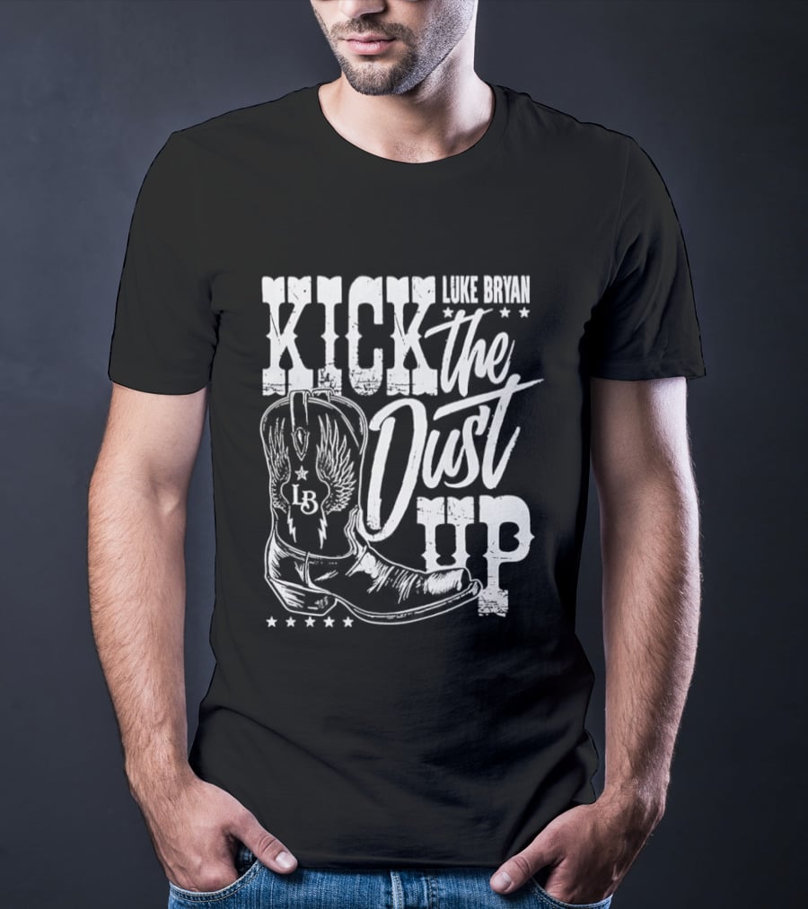 Luke Bryan Kick The Dust Up Cowboy Boot Wing Stars T-Shirt