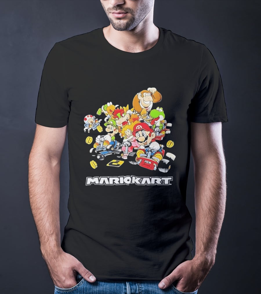MARIOKART Racing Characters Compilation Black T-Shirt