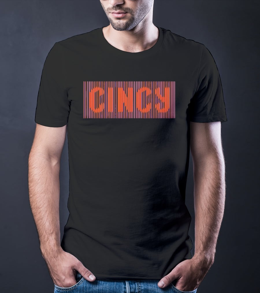 CINCY Line Font 2026 Retro Stripes T-Shirt