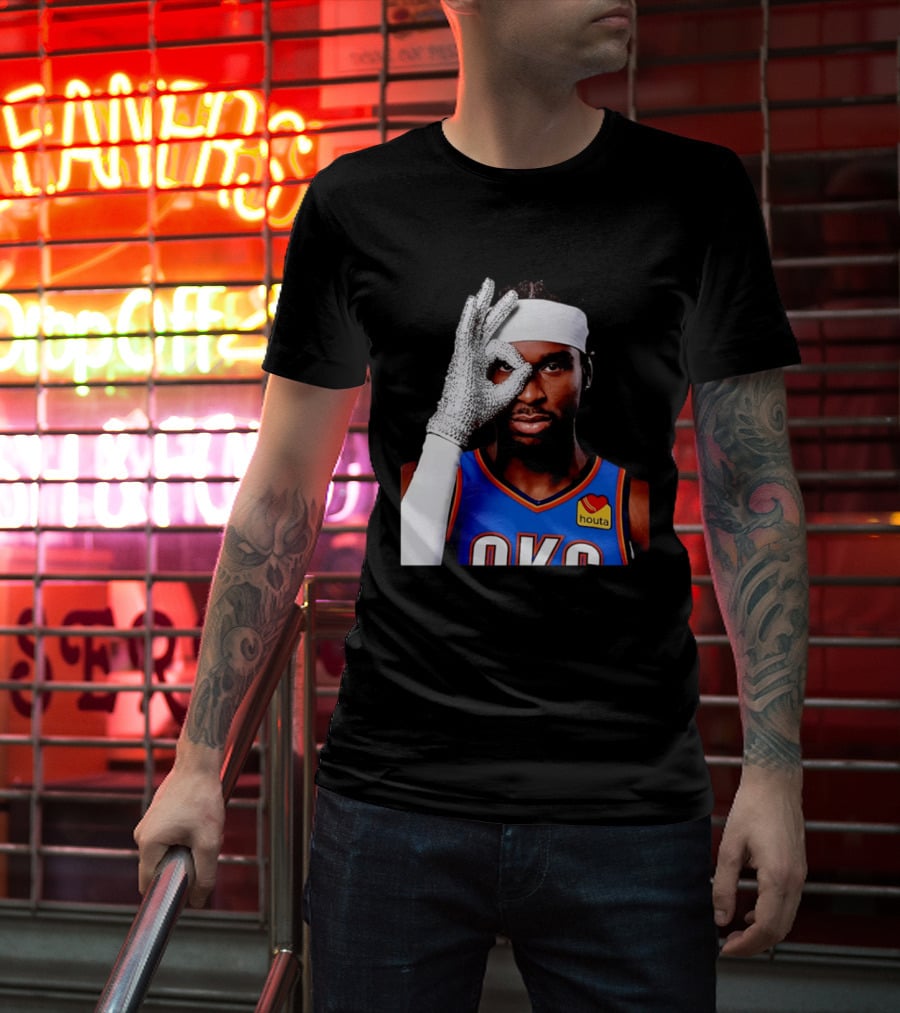 Shai Gilgeous Alexander OKC Thunders Houta Jersey Iceman Glove Gesture T-Shirt