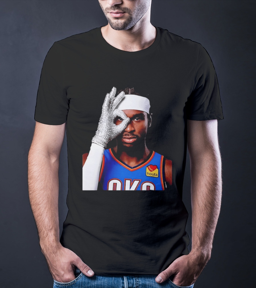 Shai Gilgeous Alexander OKC Thunders Houta Jersey Iceman Glove Gesture T-Shirt