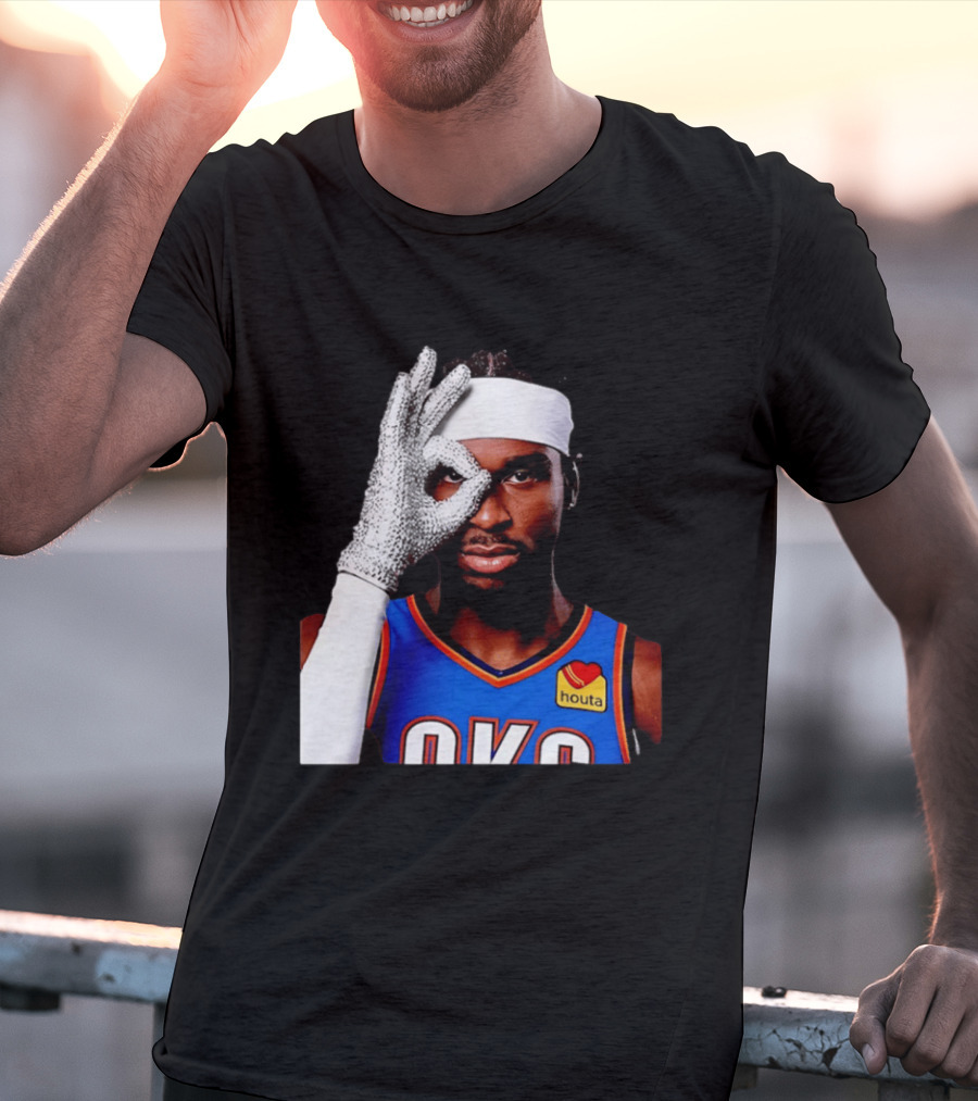 Shai Gilgeous Alexander OKC Thunders Houta Jersey Iceman Glove Gesture T-Shirt