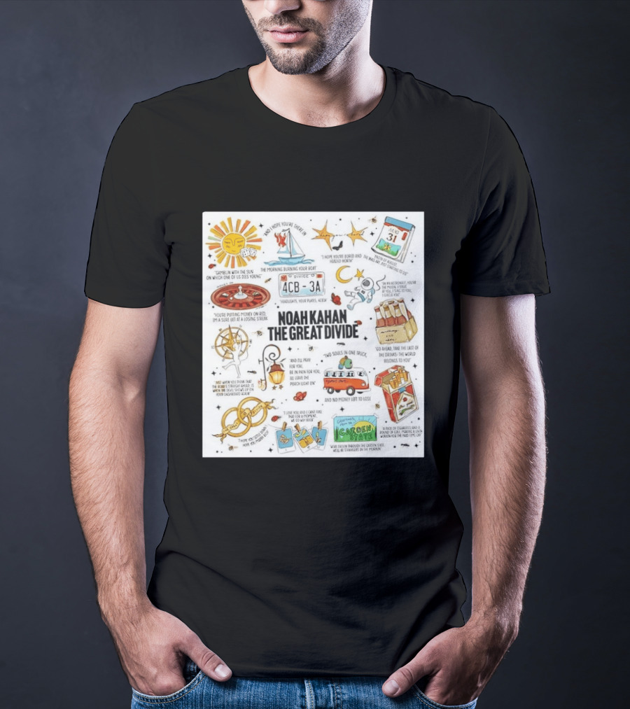 Noah Kahan The Great Divide Album Art Lyric Doodle August 31 Highlights T-Shirt