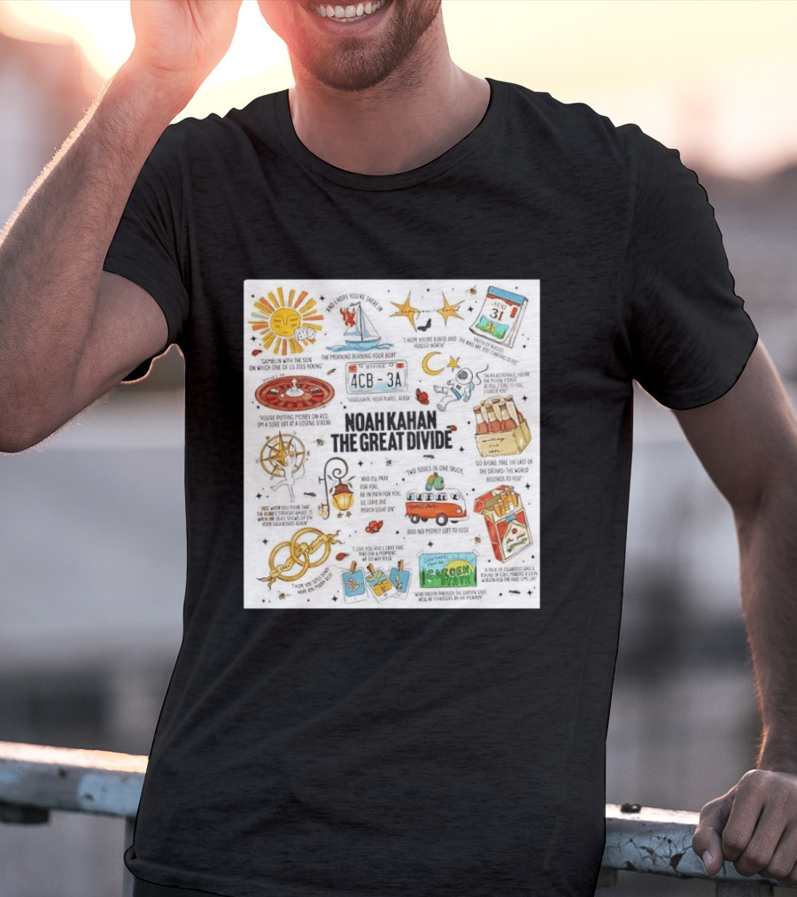 Noah Kahan The Great Divide Album Art Lyric Doodle August 31 Highlights T-Shirt
