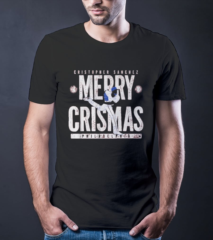 Philadelphia Phillies Cristopher Sanchez Merry Crismas Baseball Pitcher T-Shirt