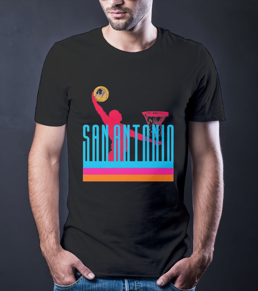 San Antonio Basketball Dunking Pink T-Shirt