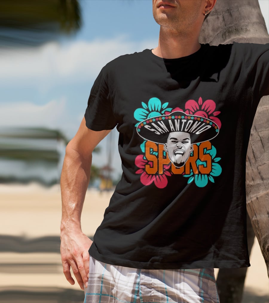 San Antonio Spurs Victor Wembanyama Sombrero Flowers T-Shirt