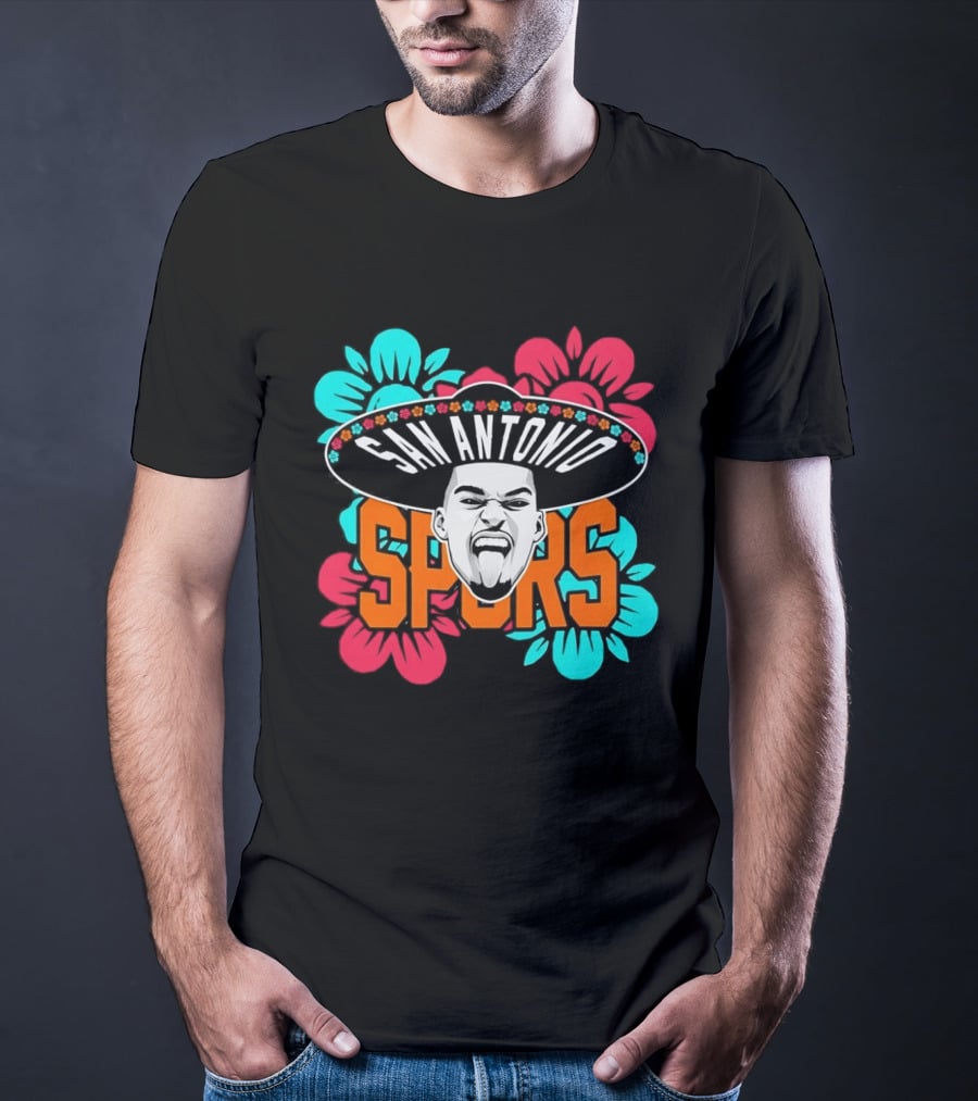 San Antonio Spurs Victor Wembanyama Sombrero Flowers T-Shirt