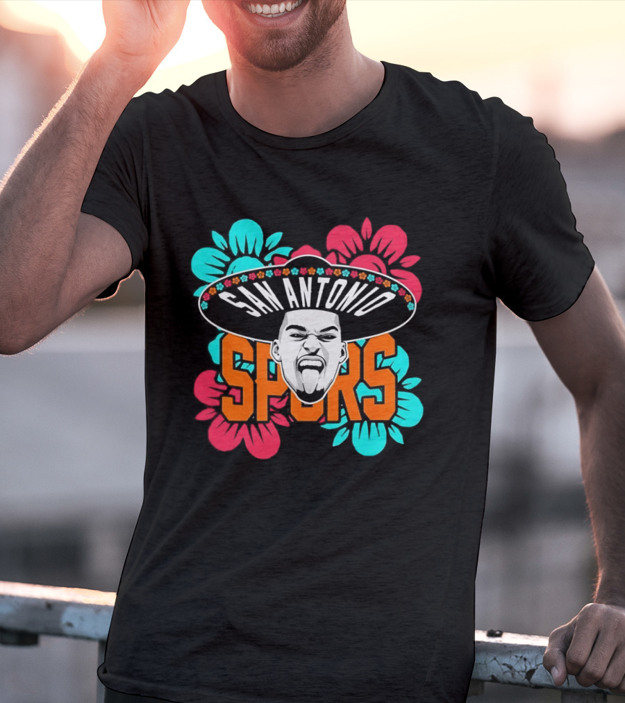 San Antonio Spurs Victor Wembanyama Sombrero Flowers T-Shirt