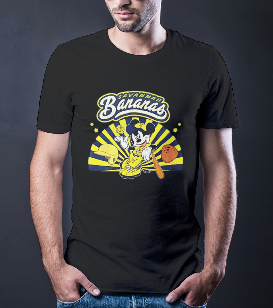Savannah Bananas Mickey Mouse Baseball Team Sports Fan T-Shirt