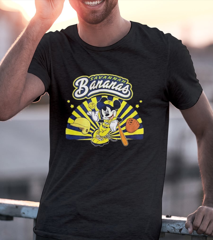 Savannah Bananas Mickey Mouse Baseball Team Sports Fan T-Shirt