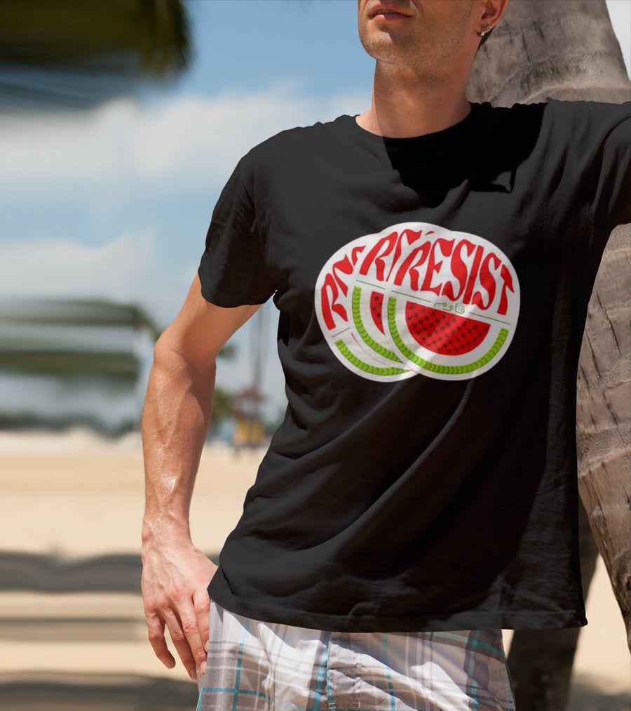 Watermelon Keffiyeh Resist Free Palestine Arabic Text قاوم T-Shirt
