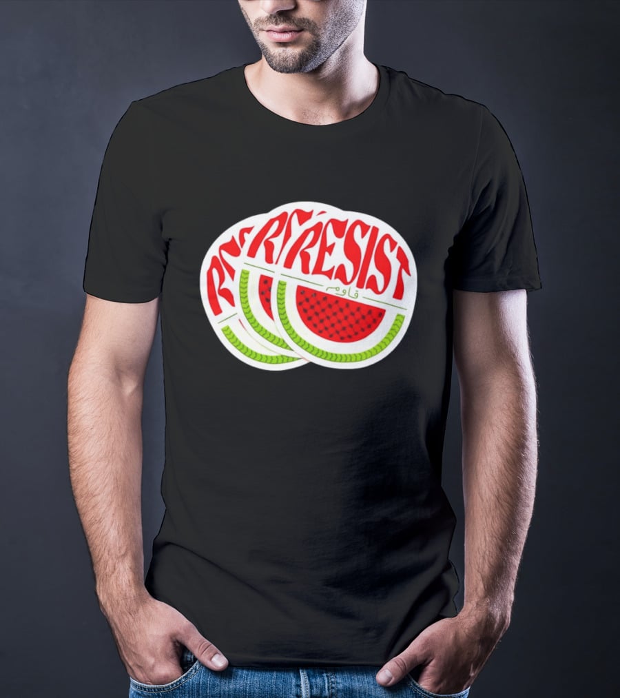 Watermelon Keffiyeh Resist Free Palestine Arabic Text قاوم T-Shirt