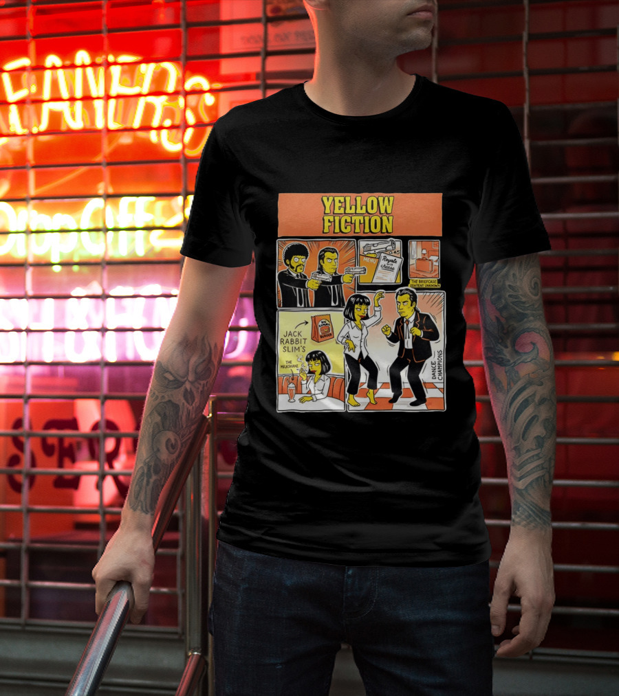 Yellow Fiction Royale Cheese Dance Champions Jack Rabbit Slim's T-Shirt