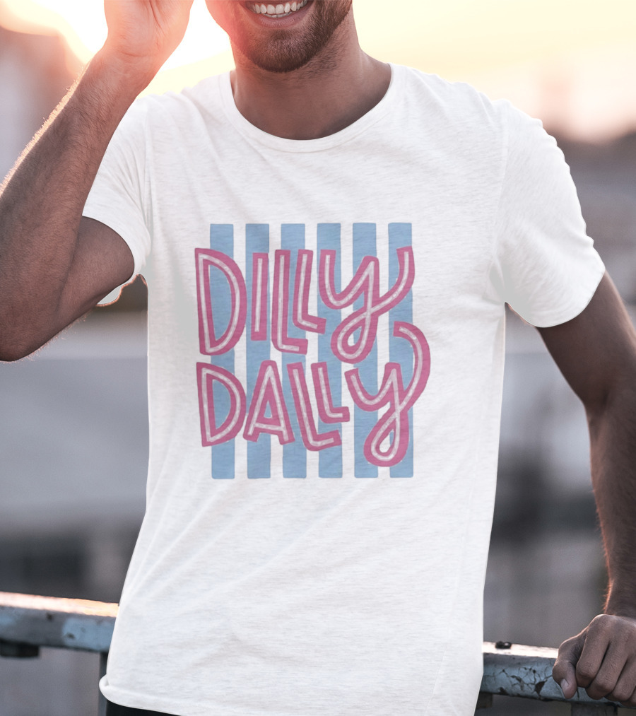 Dilly Dally Babier Pink And Blue Striped Playful T-Shirt