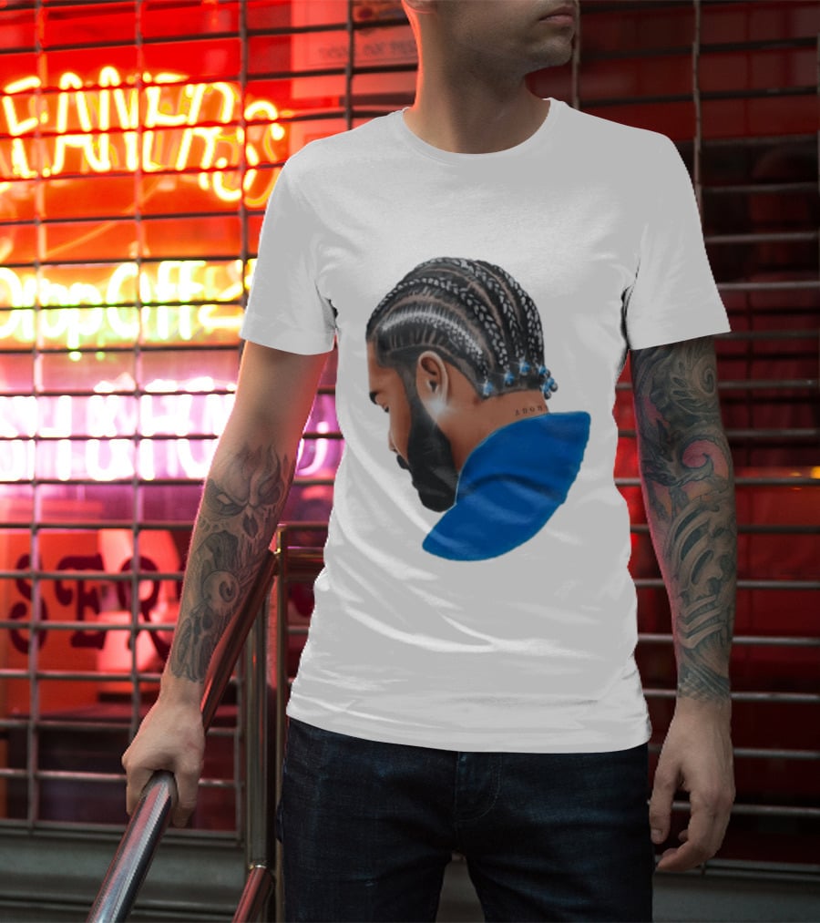 Drake Cornrow Braid Hairstyle Blue Sparkle T-Shirt