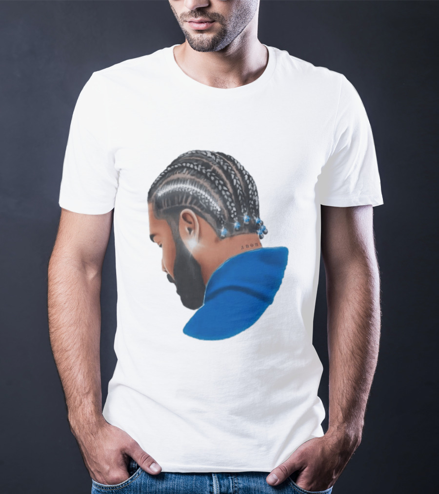 Drake Cornrow Braid Hairstyle Blue Sparkle T-Shirt