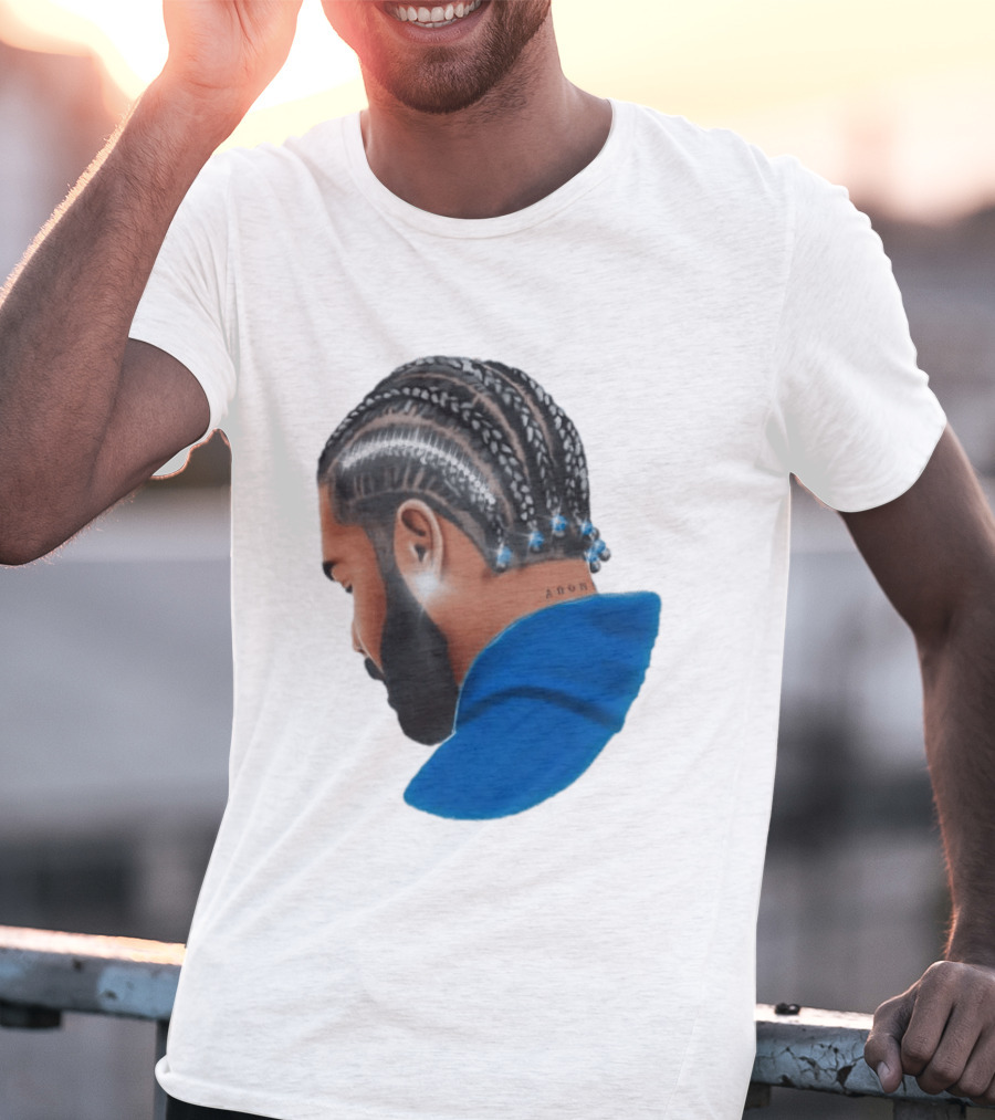 Drake Cornrow Braid Hairstyle Blue Sparkle T-Shirt
