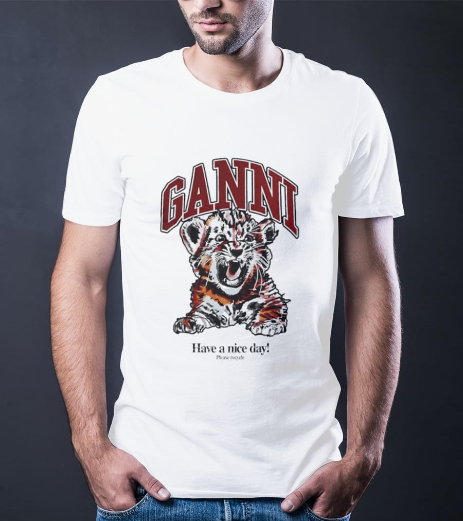 Ganni Have A Nice Day Please Recycle Tiger T-Shirt