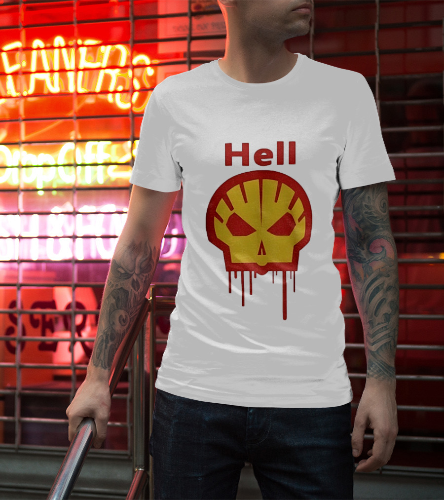 Hell Shell Dripping Skull Icon Red Yellow T-Shirt