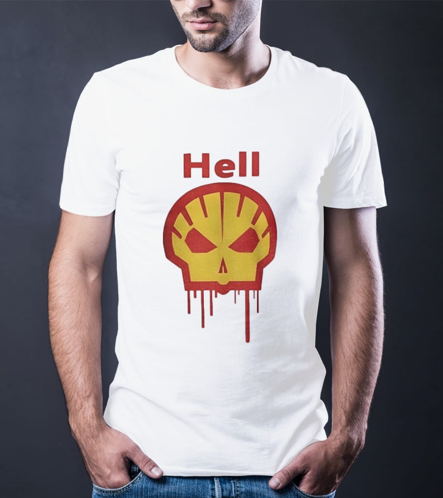 Hell Shell Dripping Skull Icon Red Yellow T-Shirt
