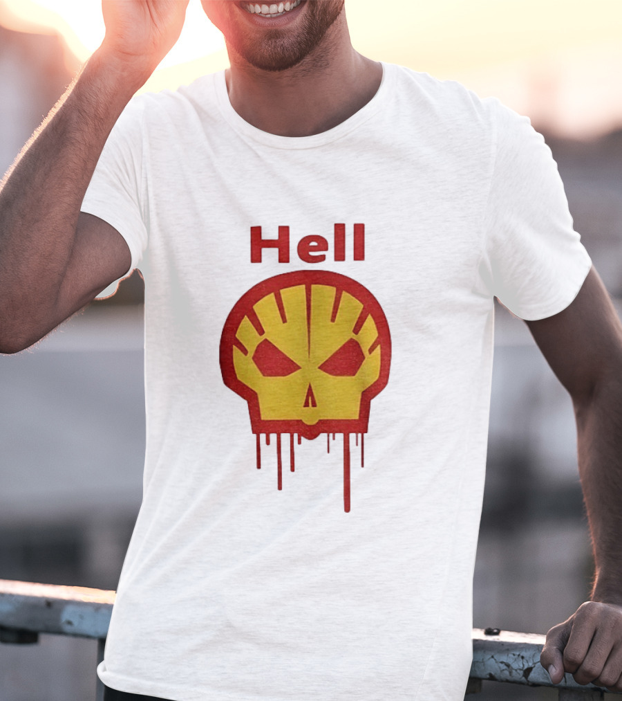 Hell Shell Dripping Skull Icon Red Yellow T-Shirt