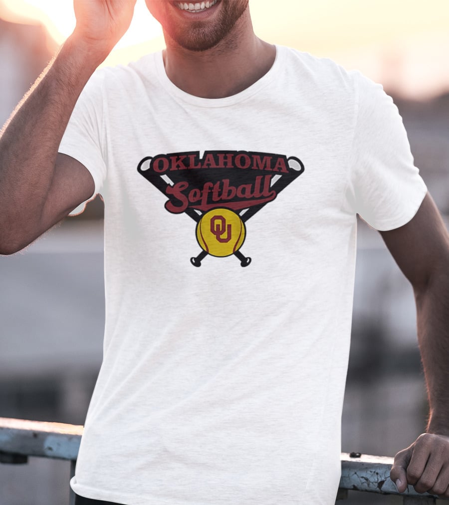 Oklahoma Softball OU Crossed Bats Yellow Ball T-Shirt