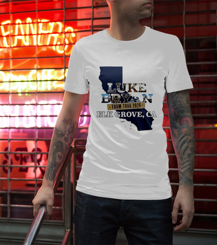 Luke Bryan Farm Tour 2026 Elk Grove CA California Map T-Shirt