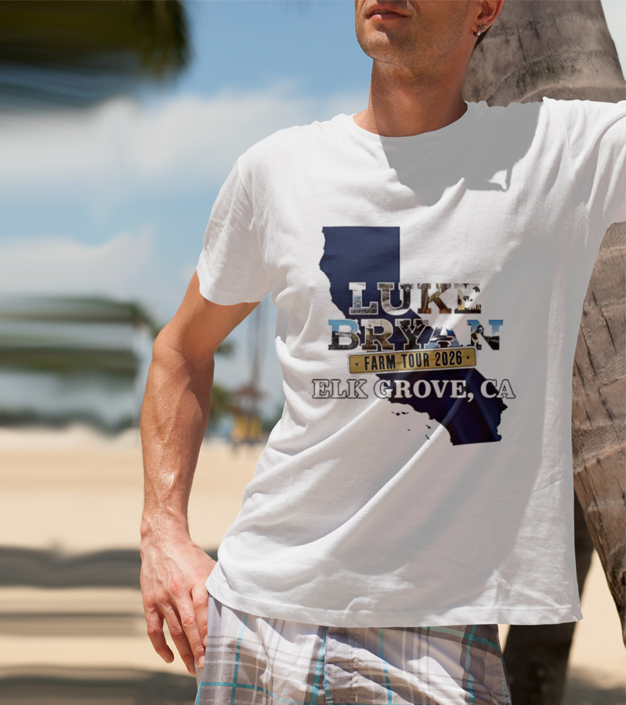 Luke Bryan Farm Tour 2026 Elk Grove CA California Map T-Shirt