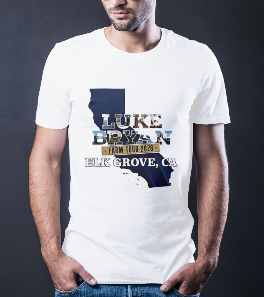 Luke Bryan Farm Tour 2026 Elk Grove CA California Map T-Shirt