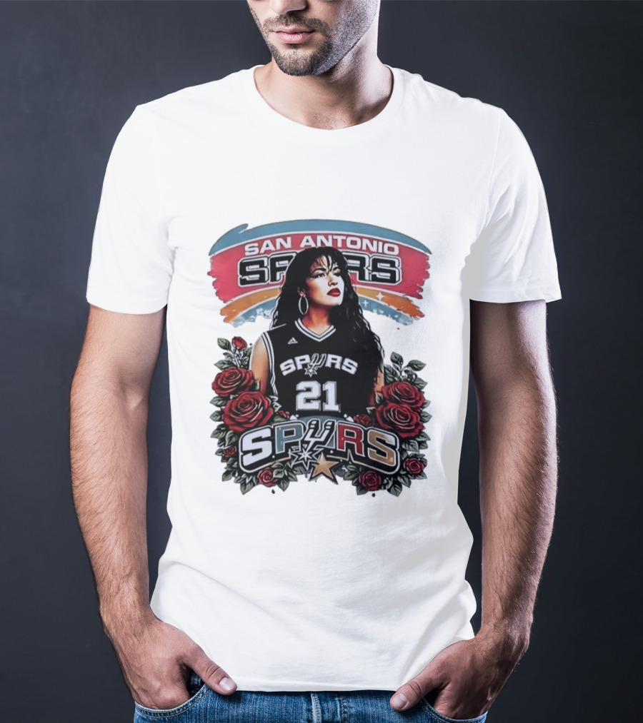 San Antonio Spurs 21 Selena Quintanilla Roses T-Shirt