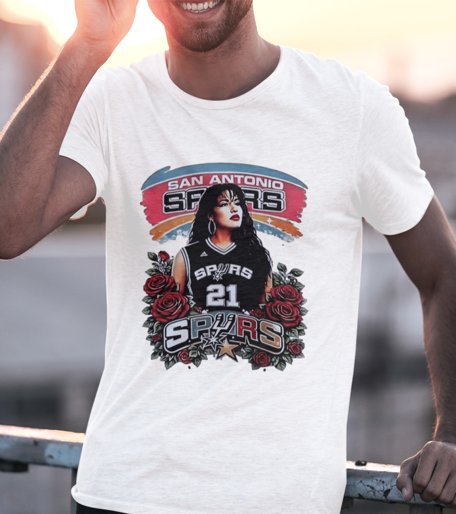 San Antonio Spurs 21 Selena Quintanilla Roses T-Shirt