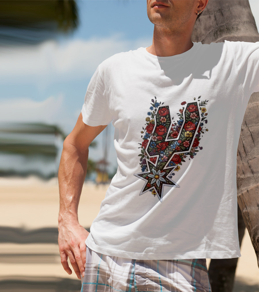 San Antonio Spurs Floral Rose Garden Spurs Team T-Shirt