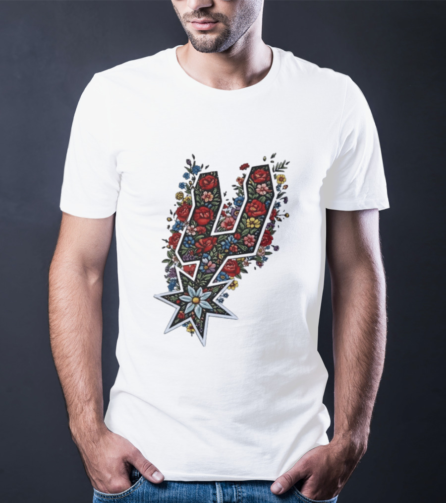 San Antonio Spurs Floral Rose Garden Spurs Team T-Shirt