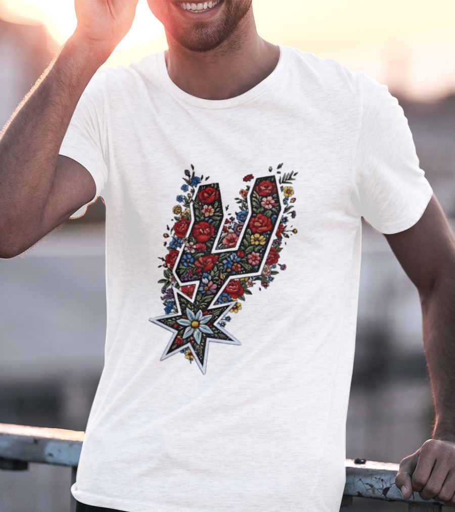 San Antonio Spurs Floral Rose Garden Spurs Team T-Shirt
