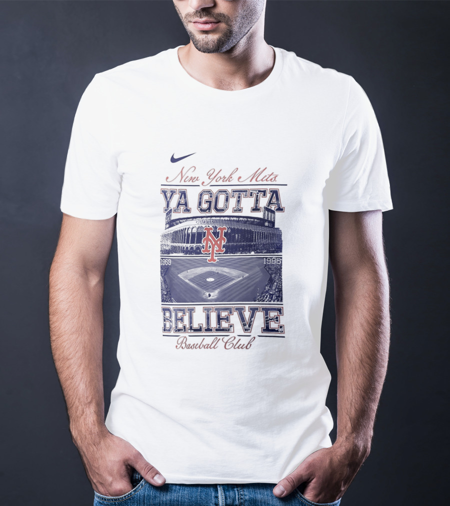 New York Mets Ya Gotta Believe Baseball Club 1969 1986 Nike T-Shirt