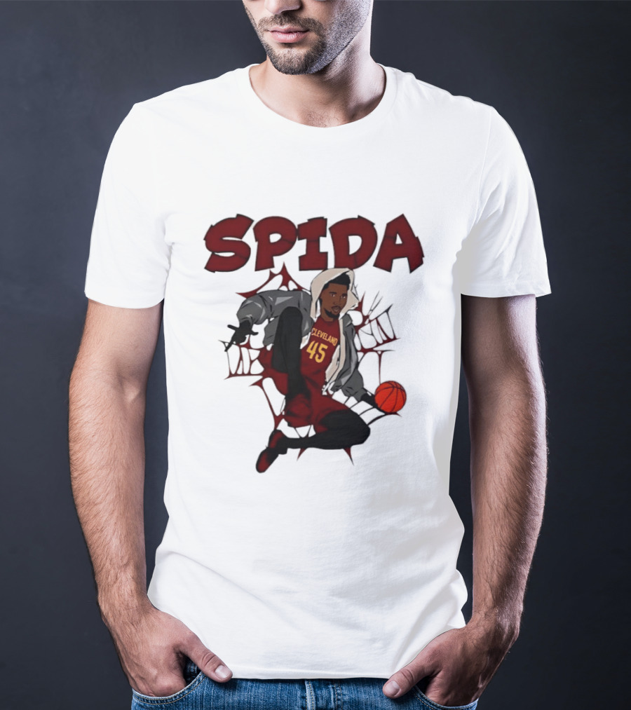 SPIDA Cleveland 45 Donovan Mitchell Basketball Spider Web T-Shirt