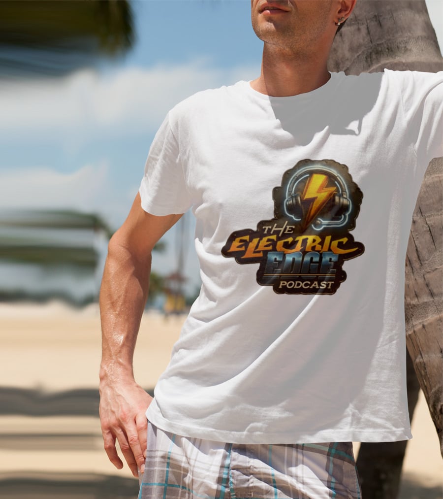 The Electric Edge Podcast Headphone Lightning Bolt T-Shirt
