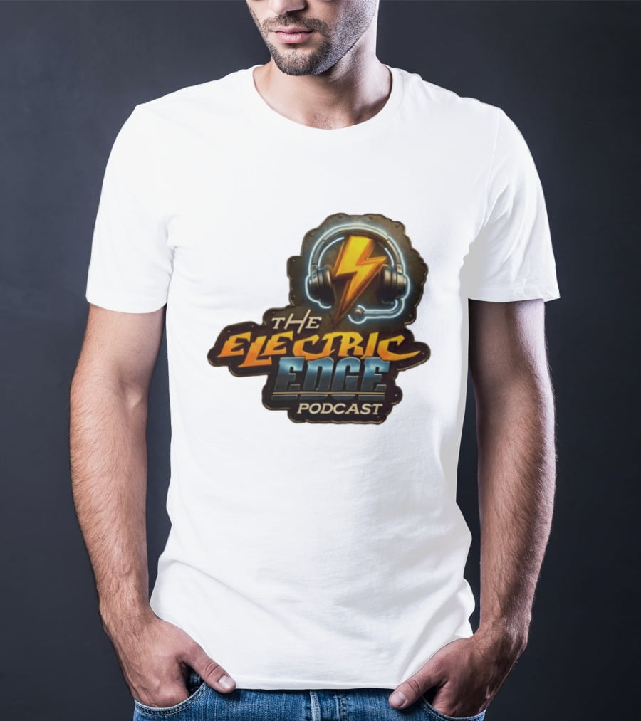 The Electric Edge Podcast Headphone Lightning Bolt T-Shirt