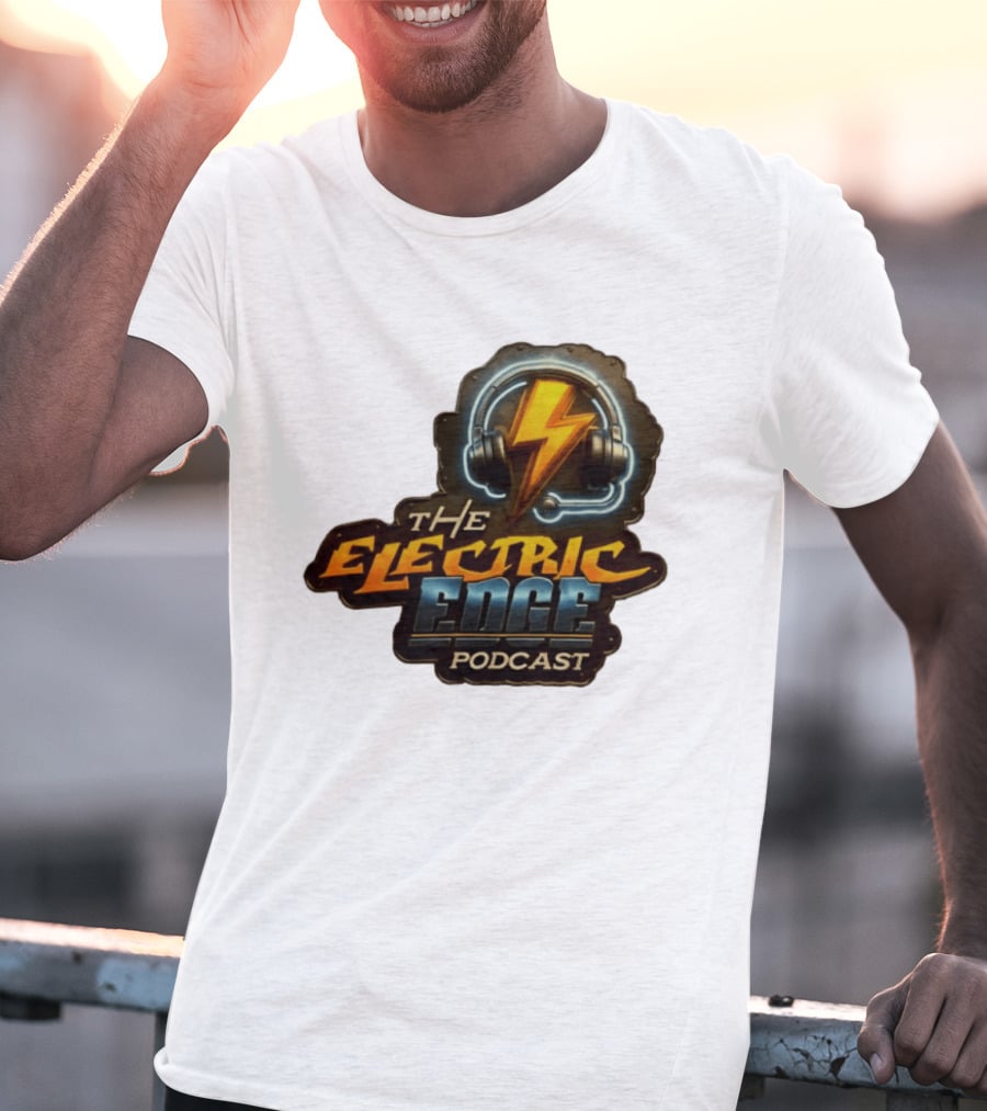 The Electric Edge Podcast Headphone Lightning Bolt T-Shirt