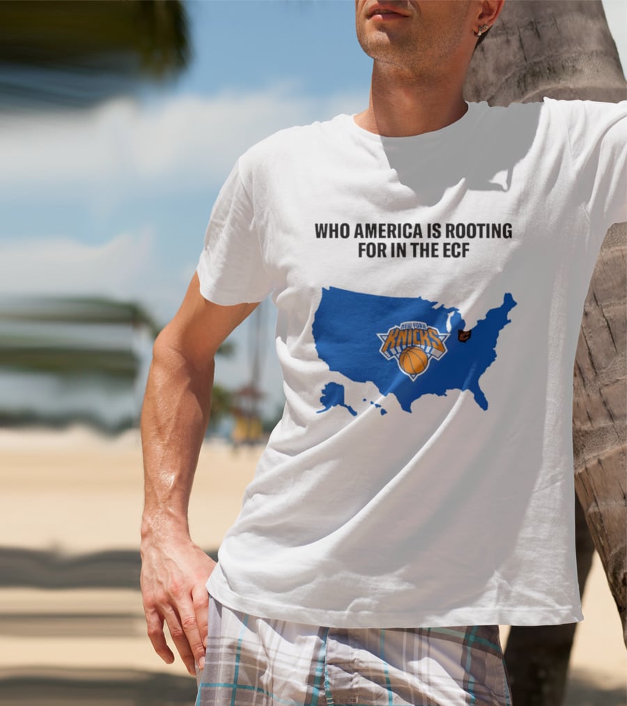 Who America Is Rooting For In The ECF Knicks USA Map Basketball T-Shirt