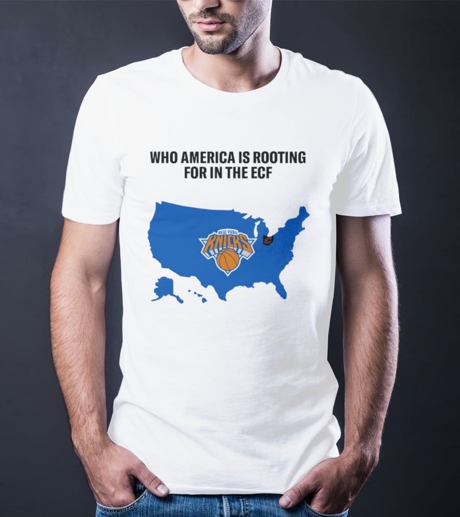 Who America Is Rooting For In The ECF Knicks USA Map Basketball T-Shirt