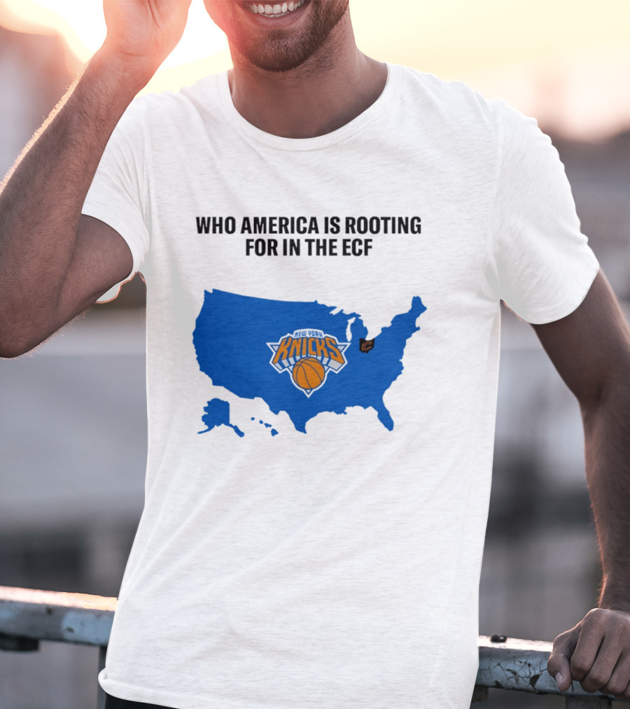 Who America Is Rooting For In The ECF Knicks USA Map Basketball T-Shirt